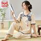 Catman (Miiow) Pajamas de manga corta para mujeres Juego para pantalones delgados de verano en el verano La nueva ropa de algodón de algodón de estilo chino se puede usar fuera de Lzy9905 m (recomendado 75-95Jin [Jin equivale a 0.5 kg])