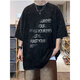 Camiseta de algodón de algodón puro de algodón puro de peso puro opeody americano para hombres sueltos de la marca suelta de verano de verano y camiseta antigua alas mangas [250g de algodón puro] x1416-negro 4xl