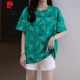 皮尔卡丹（pierre cardin）大码纯·棉短袖t恤女胖mm遮肚子藏肉显瘦休闲上衣女2025夏装新款 6627蓝色 M 80-95斤