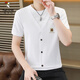 Woodpecker (TUCANO) new V-neck short-sleeved T-shirt for men in summer trendy thin buttons for men's fake two-piece mercerized cotton top 5588-6623 gray XL 120-135Jin [Jin equals 0.5 kg]