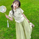 Suite des filles été 2025 Nouvelle célébrité Internet Clothes à la mode fille bébé à manches courtes vêtements d'été à manches rose 231 170