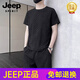 JEEP SPIRIT休闲运动套装男士2025年夏季潮流冰丝短袖短裤搭配一整套 718黑色 XL 【121-140】