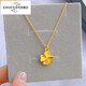Iosn999 pure gold four-leaf clover pendant gold necklace 24K pure gold new 3D hard gold clavicle chain gift for girlfriend pure gold four-leaf clover pendant gold plated silver necklace