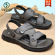 Woodpecker ultra-light soft-soled sandals men's shoes non-slip beach sandals dual-purpose casual outside breathable middle-aged summer 2025 new model 6187 black 38