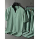 Langsha Pajamas Men's Men's Summer d'âge moyen d'âge moyen à manches courtes mince Été Cool grande taille style masculin peut porter des vêtements à la maison Suit 9906 Gris-bleu [short à manches + shorts] Suit 2xl [120-135Jin [Jin est égal à 0,5 kg]]]