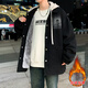 Aipin Yige autumn and winter velvet thickened denim jacket boys jacket 12-19 years old children and adolescents 14-18 student clothes black velvet hood removable 10307-71157 XL height 170-175cm120-135Jin Jin equals 0.5 kg