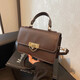 
New retro solid color small square bag fashionable simple texture large capacity trendy best friend crossbody bag khaki