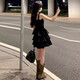 Jioesc2025 Nouvelle robe à suspension noire française pour la taille d'été des femmes pour les rendre minces et belles princesse gâteau jupe gonflée à la suspension noire xl (recommandée 110-120jin [Jin est égal à 0,5 kg]))