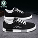 Specht Herrenschuhe Frühling und Herbst neue schwarze trendige trendige Leinwandschuhe Herren Top Casual Schuhe Vielseitige Arbeitschuhe Männer 6636 Schwarz Gold 39