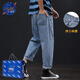 Nasalike Frühlings- und Sommer-neun-Punkte-Jeans Männer losen gerade kurze, kurze, fette Mann mit Breithose JPP9904 Graue Hosen (gerade Füße) 28 Geeignet für etwa 100 Jin [Jin entspricht 0,5 kg]