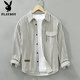 Playboy (Playboy) Langarmiertes gestreiftes Hemd für Jungen lässige Baumwollhemd Frühling und Herbst neue trendige und modische Teenie-Denim-Jacke 6625 Grün 3xl