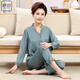 Yuyin Mom Pajamas Women's New Spring and Summer Thin Ice Silk Long Sleeve Middle-aged and Elderly Home Clothing Set 684 Silver (Long Sleeve Long Trousers) XL Recommended 105-120Jin[Jin equals 0.5 kg]