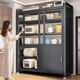 
Yuzhishu Kitchen Layered Storage Shelf Multi-function Floor-standing Cabinet Sliding Door Multi-layer Side Cabinet Household Pot and Bowl Storage Storage Cabinet Sliding Cabinet Door 5-layer Gray 12044丨Extra thick and bold push-pull saving floor height adjustable