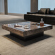 Italian slate coffee table light luxury high-end tea table living room home tea table small apartment rectangular suspended coffee table 80cm Venetian Brown + 50cm Knight Black / Installation included
