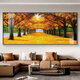Salon de plancher doré peintures suspendues de canapé atmosphérique moderne peintures de décoration de paroi Golden Avenue paysage peinture murale 3294-hongyun dangtou-b hd huile toile environ 210 * 90m3 mètres canapé