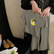 Yuan Pingying Girl Baby Mode Cartoon bedruckte Eisseide Zweiteiler Anzug Kindermodus Modeanzug runder Nackenkordelanzug Anzug Gray Girl G686 110