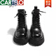 Cartelo Brown Martin Boots for Women British Style 2025 Nuevas botas de primavera y otoño Single Sombe de encaje de la cremallera Botas Black 39