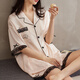 浪莎冰丝睡衣女夏季大码翻领短袖夏天女士仿真家居服薄 LW-9214 M 建议80-100斤