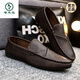 
Woodpecker summer breathable versatile and comfortable casual leather shoes British trendy men's shoes 2025 non-slip one-foot lazier shoes D829 black + height-enhancing pad 41