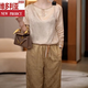 Victoria's Style Light Luxury Jacquard Modeanzug für Frauen 2025 SOMMER NEUER STYLE DIGNIFIED UND ELEGANT LOOSE TOP + HOSEER LICHT GOLD M HEIGE 90 JIN [JIN ERHMEN 0,5 KG] -105jin [Jin gleich 0,5 kg]