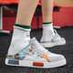 Atmungsaktiv und vielseitig lässige Sportsportnetz Schuhe Modetrendy Komfortable trendige Schuhe Leichte dicke alleinigheife dademische Dadschuhe JX-XJC-723 Weiß Orange 43
