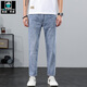 Aemape High-End-Qualität Apple Jeans Frühling und Herbst Casual Lose gerade Herrenhosen 2024 plus Samt Short Nine 9901 Blau und grau ein Stück 30 Taillenumfang 2 Fuß 3