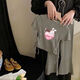 Yuan Pingying Girl Baby Mode Cartoon bedruckte Eisseide Zweiteiler Anzug Kindermodus Modeanzug runder Nackenkordelanzug Anzug Gray Girl G686 110