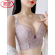 LangSha thin breasts adjustable bra large size big breasts gathering upper support for anti-sagging lace underwear for women, champagne powder, five-breasted side-support] 75B / 34B ultra-thin mold cup]