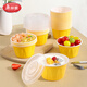 Meiya Disposable Lunch Box Food Grade Lunch Box with Lid Fast Food Takeout Packaging Thick Color Lunch Box Bowl Round Thick Color Lunch Bowl Yellow-30 Set-500ml