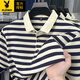 Playboy (Playboy) Sommer Pure Cotton Kurzärmelte T-Shirt Herren Revers Top Middle Middle Outfit Casual halbärmelige Polo Streifen glatt 9906-Black M 165 suggerieren 90-120jin [Jin gleich 0,5 kg]