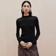 Firststation Daya Home Fashion Half High Neck Slim Slim Long Manche Base Shirt Women's 24 Automne et hiver Nouveau modèle 9905A noir 160 / 84A / M