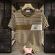 
Commander Bear 2025 short-sleeved T-shirt trendy striped men's versatile top white breathable sweat-absorbing cotton 9898 M