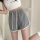 Miaolianduo American shorts summer women's casual sports shorts women's ins simple style women's shorts loose three-point super shorts American casual sports shorts gray L recommended around 100