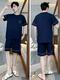 Tuqian (Tuqian) Tuqian Home Clothing Herrenfett plus große Kurzarm-Shorts Pyjamas Herren Sommer Dünne Kurzarmshorts können im Freien 9928# xl sein [vorgeschlagen 120-140jin [Jin gleich 0,5 kg]] Alle Größe alle Größe