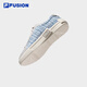 
FILAFUSION FilaFUSION Canvas Shoes Small Flavor Women's Shoes 2025 Autumn New Checked Spliced Board Shoes Quiet Gray/Milky White-QA 37.5