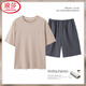 浪莎（LangSha）男士纯棉睡衣夏季薄款短袖短裤休闲爸爸家居服夏天全棉套装加大码 OMM-13601主图款 XL