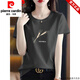 Pier Cardin Offizielles High-End-Marke-Rückzugsschrank Seide Baumwolle weiße Kurzärmer T-Shirt Frauen lose bedrucktes T-Shirt im Sommer Brand Flaggschiff 6174 White Short M (Empfohlen 80-105 Jin [Jin Equals Equals Equals]))