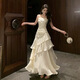 
Ershan Ji French evening dress female celebrity temperament banquet white niche suspender fishtail dress adult gift birthday robe apricot color suspender fishtail dress M