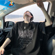 
Scarecrow high street design sense blurred lightning letter printing short-sleeved T-shirt men's summer trendy brand loose half-sleeved T-shirt top white T3894 L
