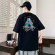 Aoji summer new short-sleeved T-shirt for boys trendy handsome loose version of teenagers W733-light blue M 80-95Jin [Jin equals 0.5 kg]