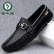 Woodpecker men's beanie shoes summer breathable leather shoes men's genuine leather soft leather one-legged driving shoes soft sole hollow style black summer hole 9901 38