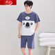 Langsha Pyjamas kurzärmelige Shorts für den Sommer New Cotton Student Cartoon Teenager Herren große Größe kann außerhalb von Heimbekleidung abgenutzt werden.