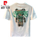 Pierre Cardin 2025 Nouvelle lettre d'ours en vrac imprimer le cou rond T-shirt à manches courtes pour hommes slim coton t-shirt à mi-manche blanc à la mode 6 JSW9922 m adapté à 90-108jin [Jin est égal à 0,5 kg]