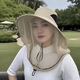 Anti-mosquito hood mask for sun protection, anti-mosquito spring and summer thin outdoor large-brim UV fishing camping tea-picking hat, anti-mosquito veil, light gray