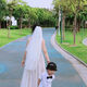 Veil light champagne color super fairy short main wedding dress simple versatile headdress marriage proposal registration small veil milky white 1 package