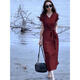 Hengyuanxiang Silk Light Luxury Robe Women's 2025 Été Nouveau style élégant en V Slim Jupe rouge Bourgogne Guangzhou Vêtements féminins de treize rangs / produits européens Europe 2xl