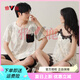 Yalu couple pajamas summer pure cotton short-sleeved sexy suspender pajamas for women thin men's home clothing set QH9902 M women + men L