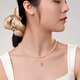 Daila 925 silver citrine pendant necklace perfect round flawless bright light 3-4mm freshwater pearl clavicle chain birthday gift