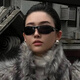 Millennium Style Y2K Grüne Sonnenbrille weibliche Persönlichkeit Punk heißes Mädchen Retro kleiner Rahmen INS Europäische und amerikanische Internet Promi Sonnenbrille Männer C1 Schwarzer Rahmen grau Film