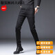 Montagut leichte Luxus Luxus Hong Kong Frühlings- und Sommer High-End Black Jeans Männer schlanke Füße Herrenhosen koreanischer Stil Trendige Männer lange Hose GJL1049-1 Grauer regulärer Stil 28
